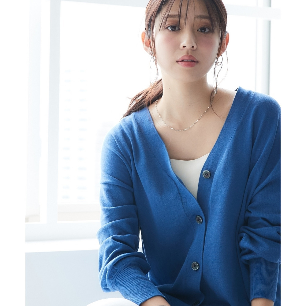 洗えるUVカット綿100%Vネックカーディガン(長袖)(オーバーサイズ) 大きいサイズ19