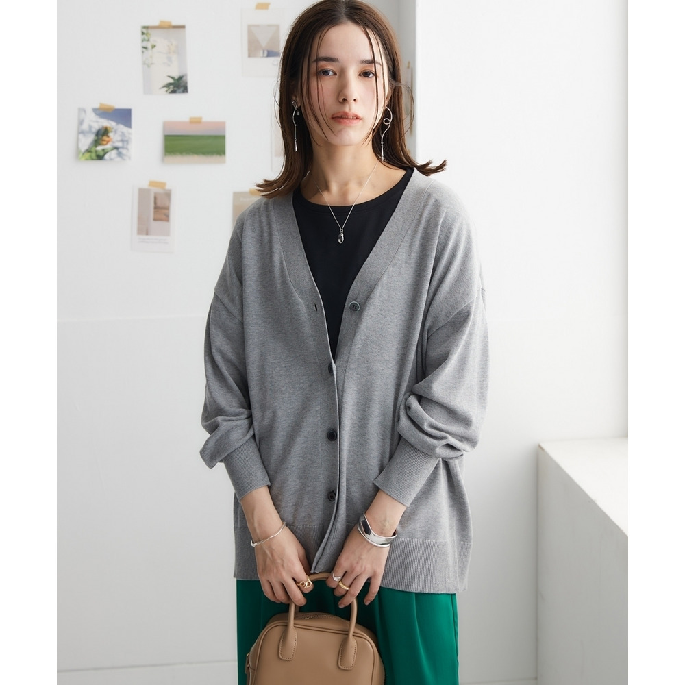 洗えるUVカット綿100%Vネックカーディガン(長袖)(オーバーサイズ) 大きいサイズ21