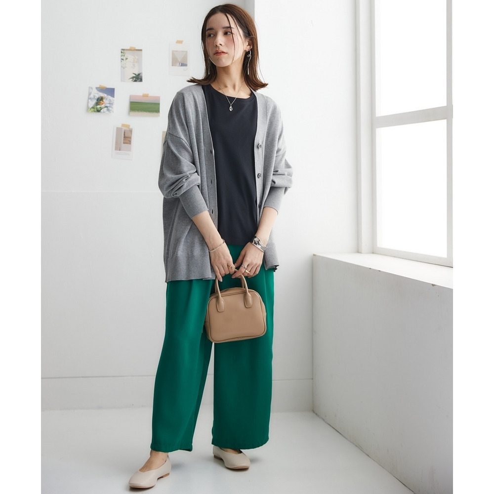 洗えるUVカット綿100%Vネックカーディガン(長袖)(オーバーサイズ) 大きいサイズ22