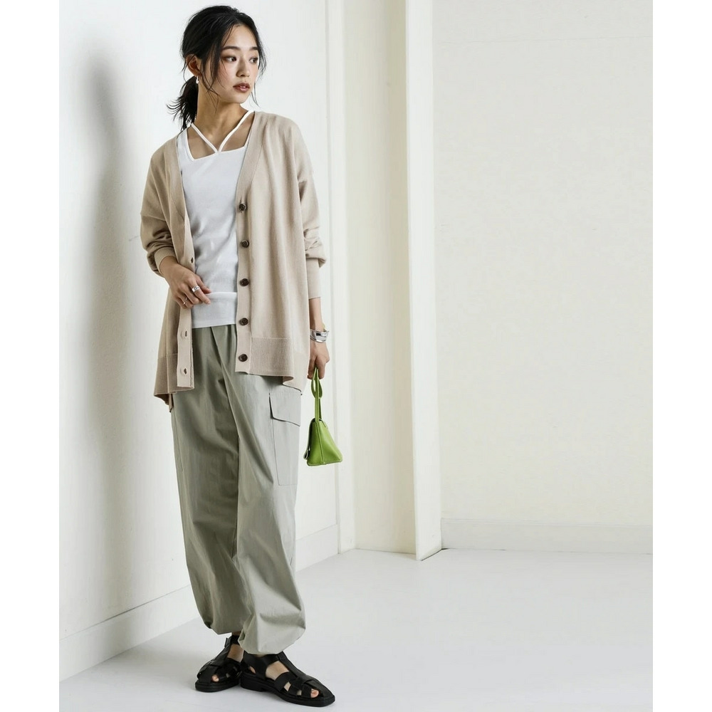 洗えるUVカット綿100%Vネックカーディガン(長袖)(オーバーサイズ) 大きいサイズ24