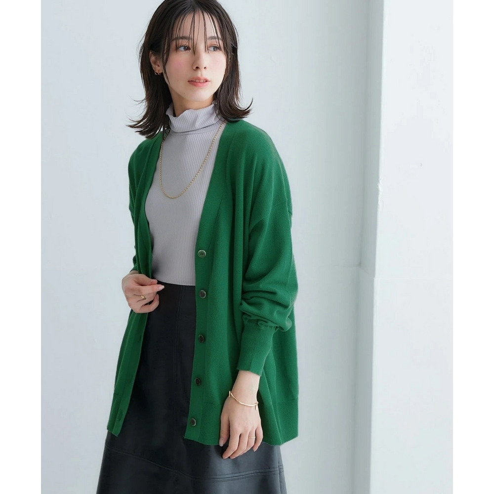 洗えるUVカット綿100%Vネックカーディガン(長袖)(オーバーサイズ) 大きいサイズ26