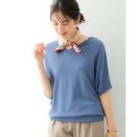 【ひんやり接触冷感】Vネックニットチュニック（UVカット・毛玉になりにくい）　大きいサイズ