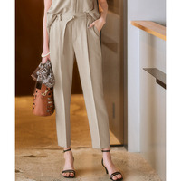 麻調合繊ベルト付テーパードパンツ（しわになりにくい・接触冷感・ＵVカット・ウォッシャブル） 大きいサイズ