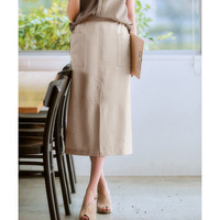 麻調合繊ナロースカート（しわになりにくい・接触冷感・ＵVカット・ウォッシャブル） 大きいサイズ