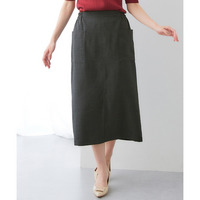 麻調合繊ナロースカート（しわになりにくい・接触冷感・UVカット・ウォッシャブル） 大きいサイズ