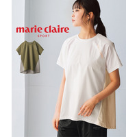 異素材切替配色チュニック（UVカット）（marie claire SPORT）　大きいサイズ
