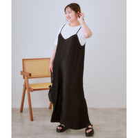 2点セット（プリーツサロペットパンツ+デザインTシャツ）　大きいサイズ