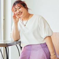 汚れがつきにくいバルーン袖ブラウス（防透け・接触冷感）　大きいサイズ