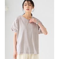 綿100％ケミカル加工5分袖パフスリーブゆるシルエットプルオーバー　大きいサイズ