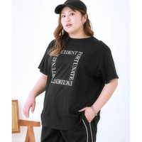 ゆるシルエット箔ロゴプリントTシャツ　大きいサイズ