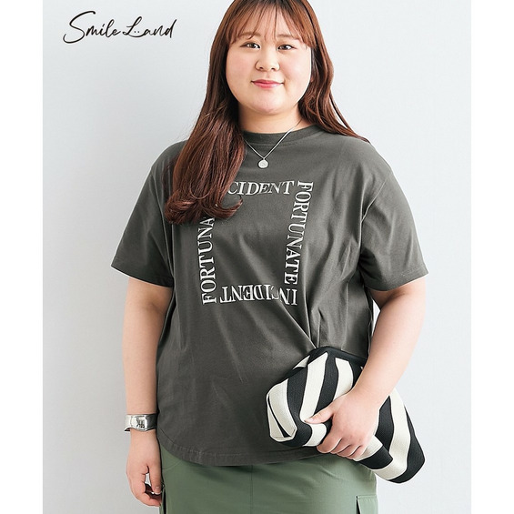 ゆるシルエット箔ロゴプリントTシャツ 大きいサイズ【アリノマ/Alinoma】 ゆるシルエット箔ロゴプリントTシャツ 大きいサイズ【アリノマ/Alinoma】