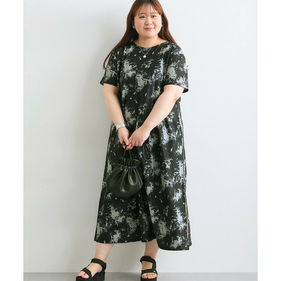 タイダイプリントゆるシルエットカットソーロングワンピース 大きいサイズ【アリノマ/Alinoma】 タイダイプリントゆるシルエットカットソーロングワンピース 大きいサイズ【アリノマ/Alinoma】
