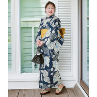 一人で着られる簡単ひも付二部式浴衣（接触冷感）　大きいサイズ