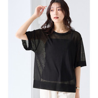 【アイスクリーンライト】シアーニット5分袖Tシャツ（接触冷感・毛玉になりにくい・洗濯機で洗える）　大きいサイズ
