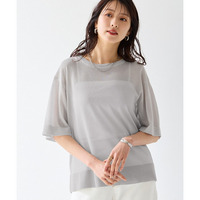 【アイスクリーンライト】シアーニット5分袖Tシャツ（接触冷感・毛玉になりにくい・洗濯機で洗える）　大きいサイズ