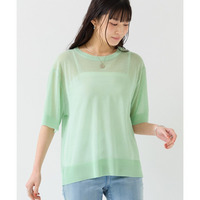 【アイスクリーンライト】シアーニット5分袖Tシャツ（接触冷感・毛玉になりにくい・洗濯機で洗える）　大きいサイズ