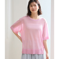 【アイスクリーンライト】シアーニット5分袖Tシャツ（接触冷感・毛玉になりにくい・洗濯機で洗える）　大きいサイズ