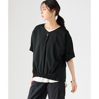 爽快タック使いゆるシルエット5分袖プルオーバー（吸汗速乾・イージーケア・UVカット・ストレッチ）　大きいサイズ