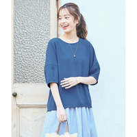 しわになりにくいとろみ素材6分袖バックギャザーふんわり袖ブラウス（イージーケア）　大きいサイズ