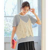 2点セット（カギ針編風キャミソール＋Tシャツ）　大きいサイズ