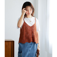 2点セット（カギ針編風キャミソール＋Tシャツ）　大きいサイズ