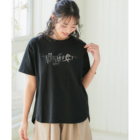 【吸汗速乾】裾ラウンドプリントTシャツ　大きいサイズ
