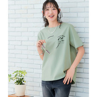 【吸汗速乾】裾ラウンドプリントTシャツ　大きいサイズ