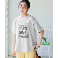 【吸汗速乾】裾ラウンドプリントＴシャツ　大きいサイズ