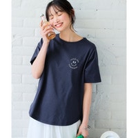 【吸汗速乾】裾ラウンドプリントＴシャツ　大きいサイズ