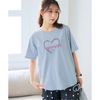 【吸汗速乾】裾ラウンドプリントＴシャツ　大きいサイズ