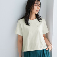 綿100％汗染みしにくいクロップド丈Tシャツ　大きいサイズ