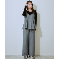 キャミソールセットアップ（タックキャミソール＋セミワイドパンツ）　大きいサイズ