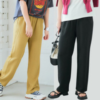 さらさら楊柳シャーリングカットソーセミワイドパンツ　大きいサイズ