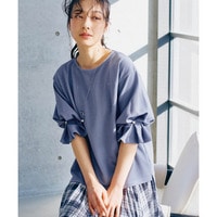 キャンディスリーブぽこぽこ素材カットソートップス　大きいサイズ