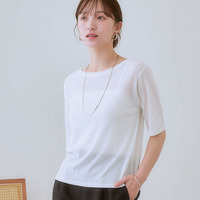 スラブシアー5分袖コンパクトTシャツ　大きいサイズ