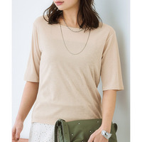 スラブシアー5分袖コンパクトTシャツ　大きいサイズ