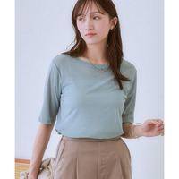 スラブシアー5分袖コンパクトTシャツ　大きいサイズ