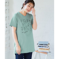 【綿100%】プリントVネックチュニックTシャツ（接触冷感・UVカット）（選べる柄） 大きいサイズ