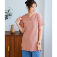 【綿100%】プリントVネックチュニックTシャツ（接触冷感・UVカット）（選べる柄） 大きいサイズ