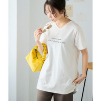 【ひんやりコットン】プリントVネックチュニックTシャツ（綿100％・接触冷感・UVカット）（選べる柄）　大きいサイズ