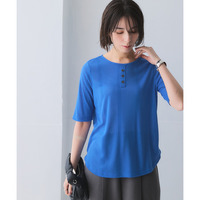 ランダムリブカットソーヘンリーネック5分袖プルオーバー（薄手素材） 大きいサイズ