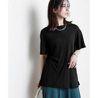 ランダムリブカットソーフレアスリーブプルオーバー（薄手素材） 大きいサイズ