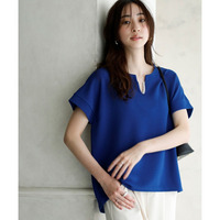 ふくれジャガードヘンリーネックトップス（イージーケア・接触冷感・ＵＶカット） 大きいサイズ