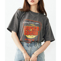 ピグメントライクビンテージ風オーバーサイズプリントTシャツ 大きいサイズ