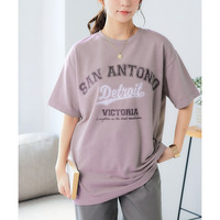 ピグメントライクビンテージ風オーバーサイズプリントTシャツ 大きいサイズ