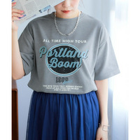 ピグメントライクビンテージ風オーバーサイズプリントTシャツ 大きいサイズ