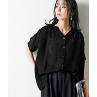 ふわり軽いエアリースラブスキッパーギャザーブラウス 大きいサイズ