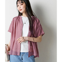 ふわり軽いエアリースラブスキッパーギャザーブラウス 大きいサイズ