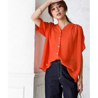 ふわり軽いエアリースラブスキッパーギャザーブラウス 大きいサイズ