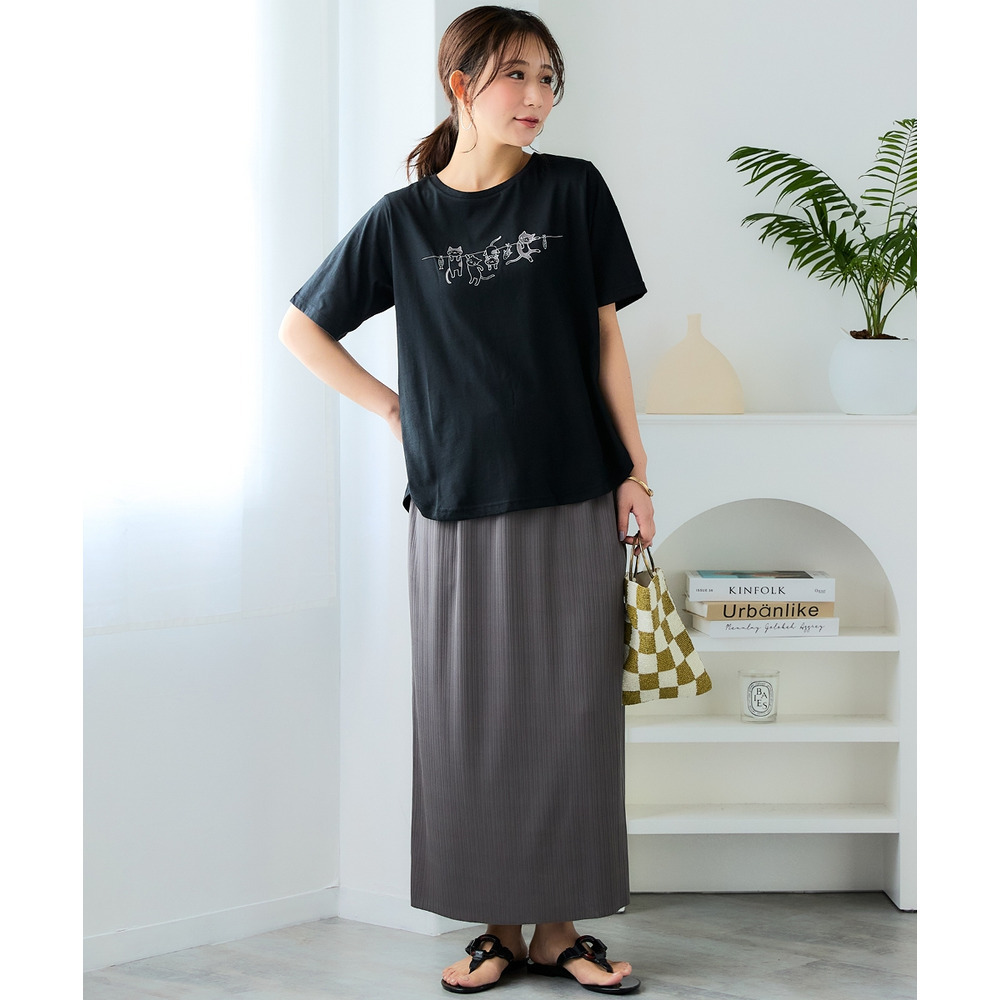 楽ちん美シルエット!ランダムテレコリブスカート 大きいサイズ21